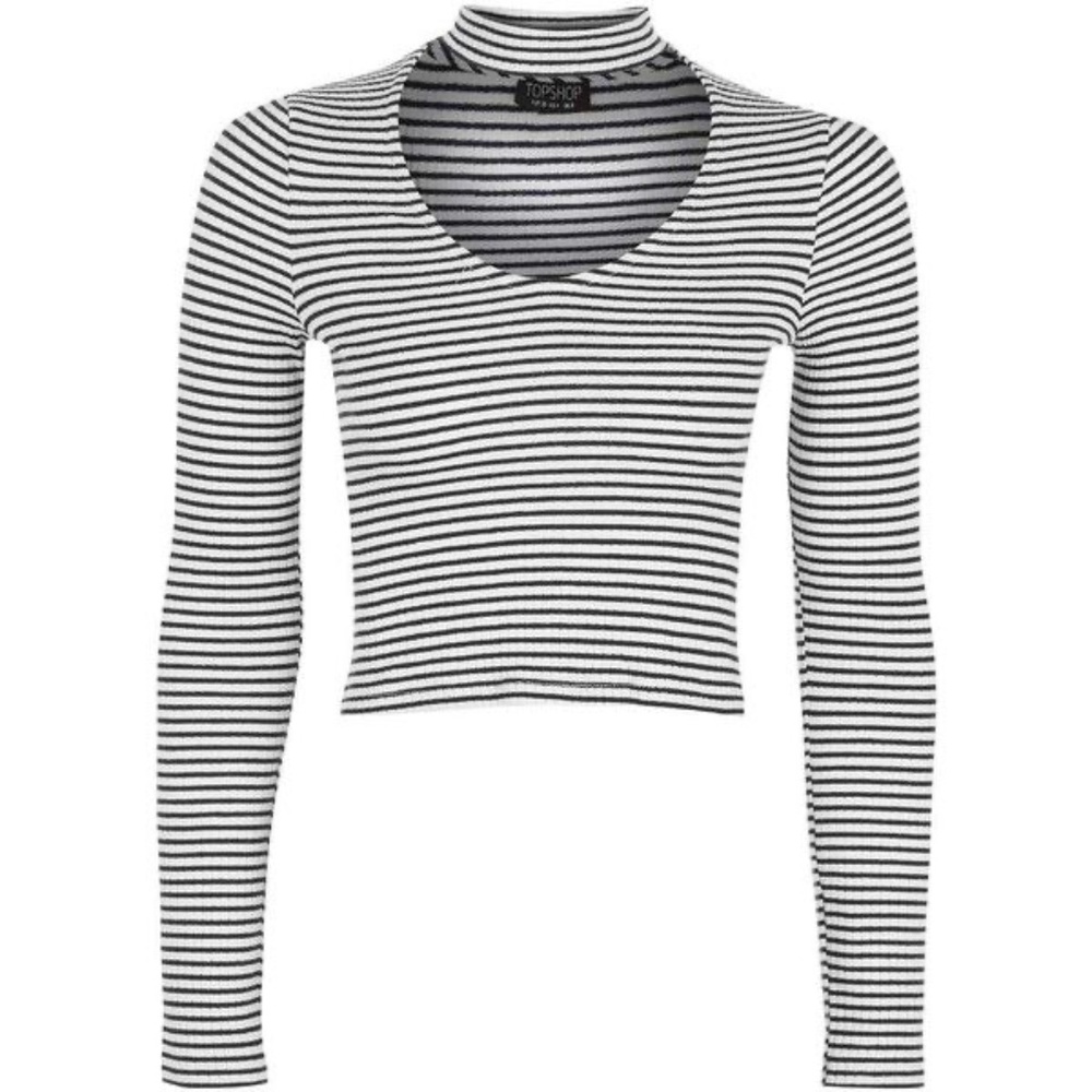 Topshop ribbed knit long sleeve crop top